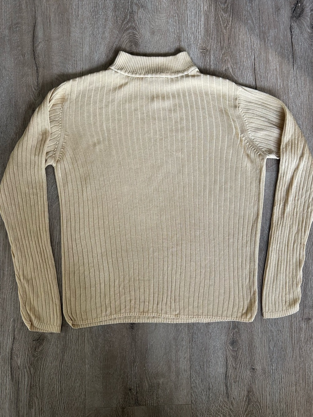 Vtg Butter Yellow Mock Neck Jeremy Scott Ribbed Turtleneck Sweater